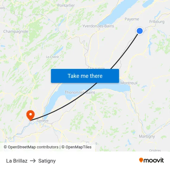 La Brillaz to Satigny map