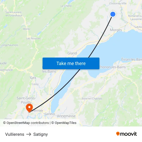 Vullierens to Satigny map
