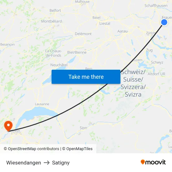 Wiesendangen to Satigny map