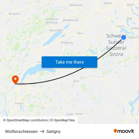 Wolfenschiessen to Satigny map