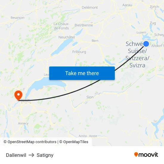 Dallenwil to Satigny map