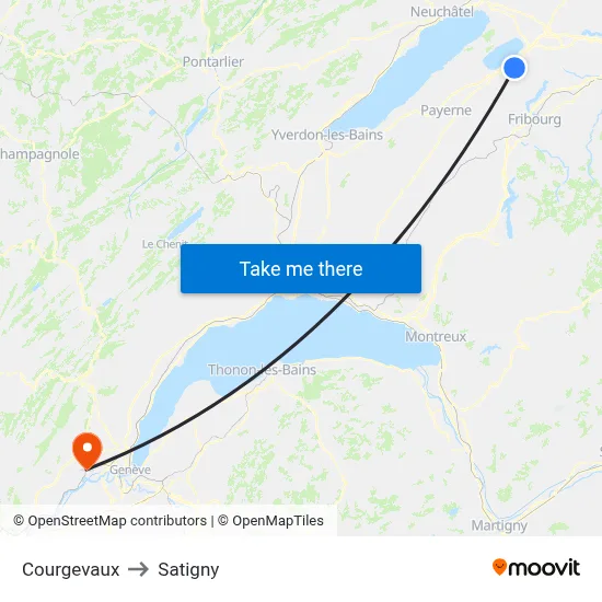 Courgevaux to Satigny map