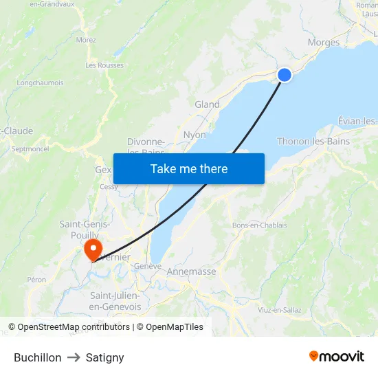 Buchillon to Satigny map