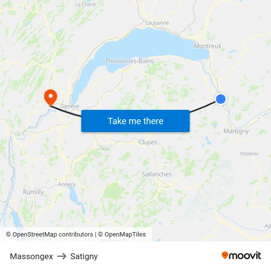 Massongex to Satigny map