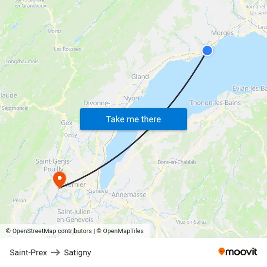 Saint-Prex to Satigny map