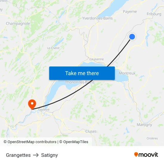 Grangettes to Satigny map
