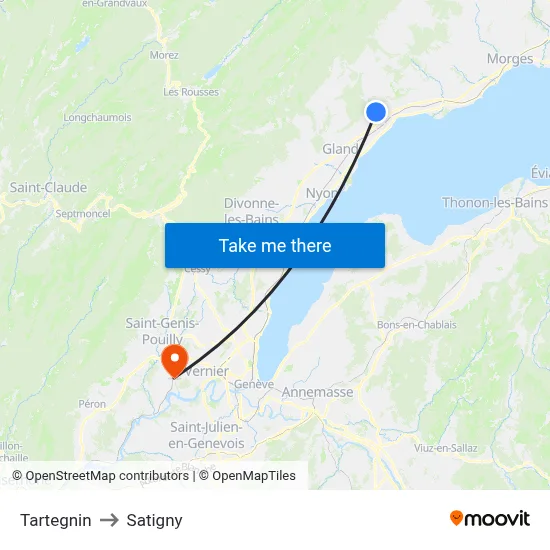 Tartegnin to Satigny map