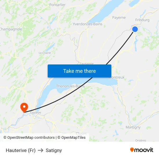 Hauterive (Fr) to Satigny map