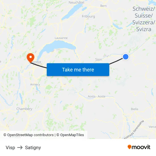 Visp to Satigny map
