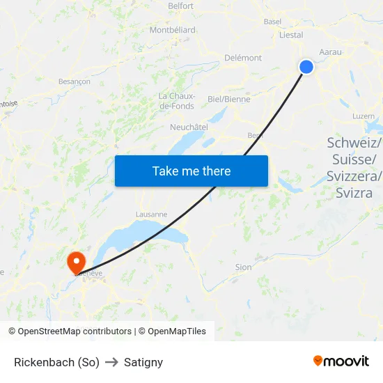 Rickenbach (So) to Satigny map