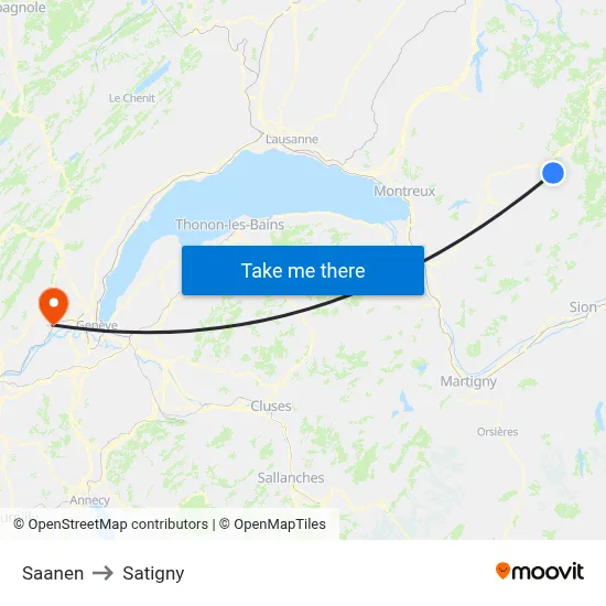 Saanen to Satigny map