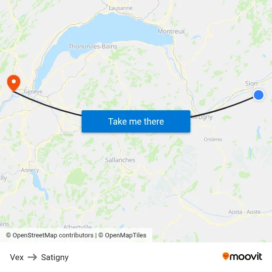 Vex to Satigny map