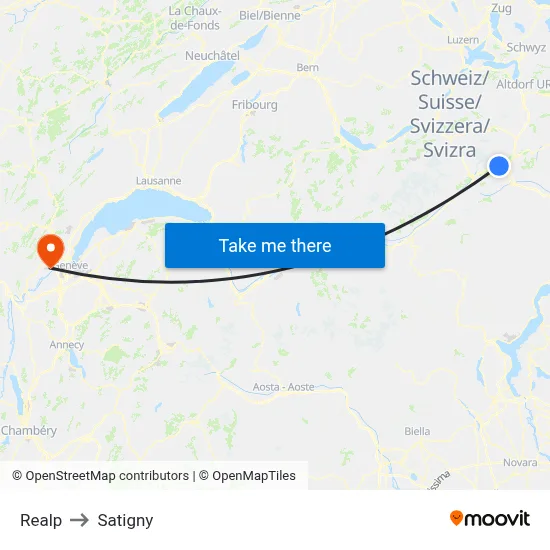 Realp to Satigny map