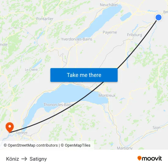 Köniz to Satigny map