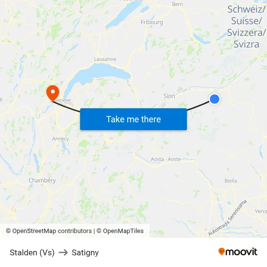 Stalden (Vs) to Satigny map