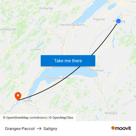 Granges-Paccot to Satigny map