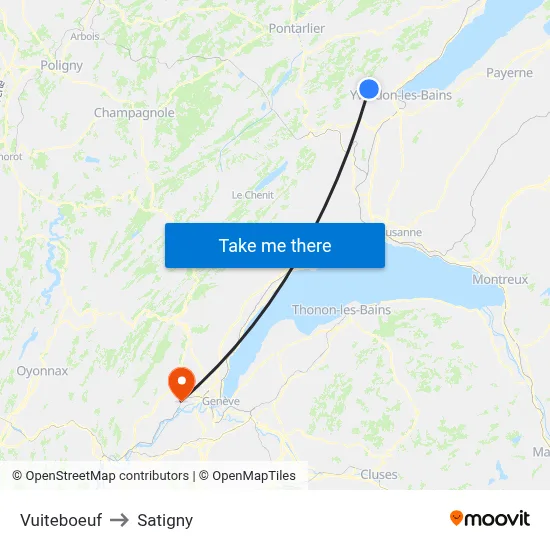 Vuiteboeuf to Satigny map