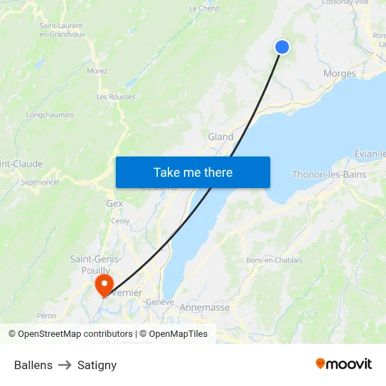 Ballens to Satigny map