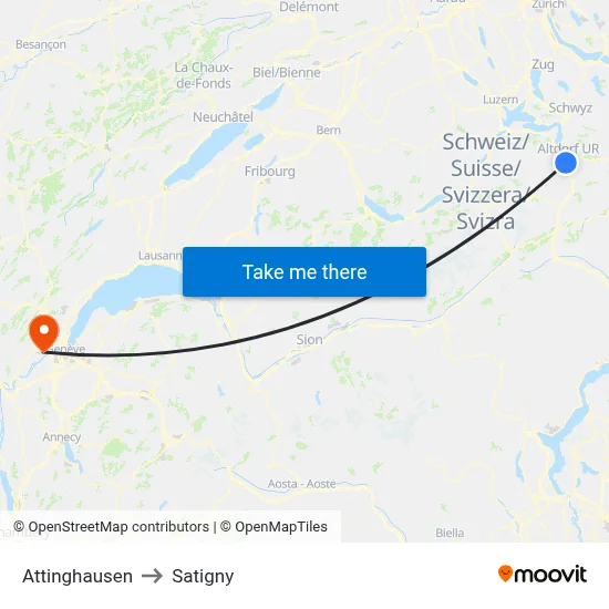Attinghausen to Satigny map