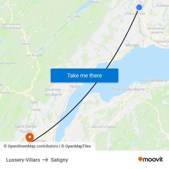 Lussery-Villars to Satigny map