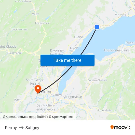 Perroy to Satigny map