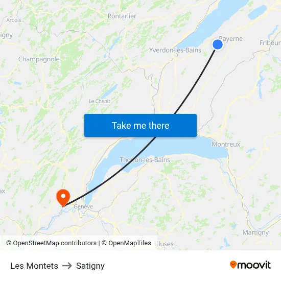 Les Montets to Satigny map