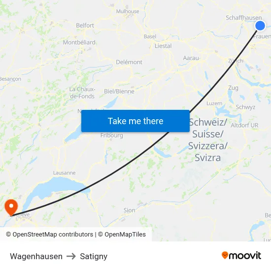 Wagenhausen to Satigny map