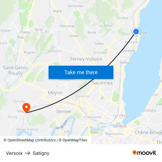 Versoix to Satigny map