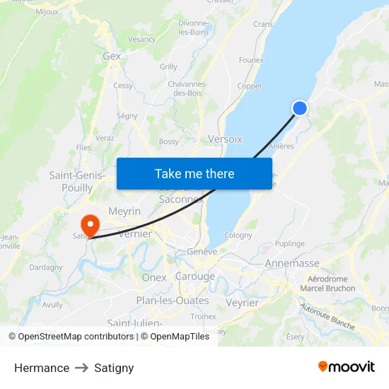 Hermance to Satigny map
