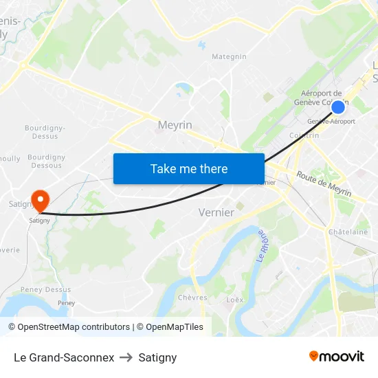 Le Grand-Saconnex to Satigny map