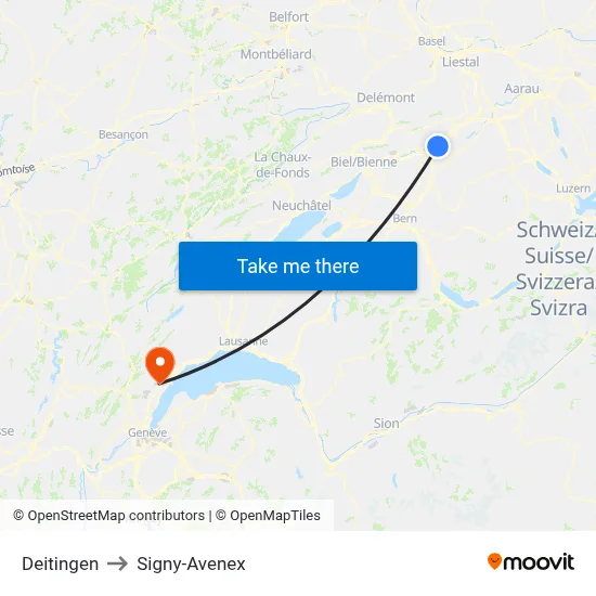 Deitingen to Signy-Avenex map
