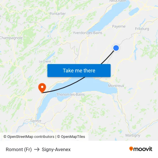 Romont (Fr) to Signy-Avenex map