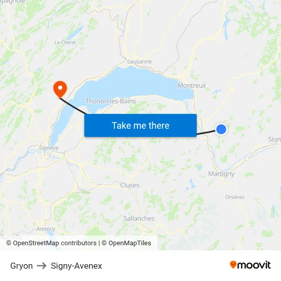 Gryon to Signy-Avenex map