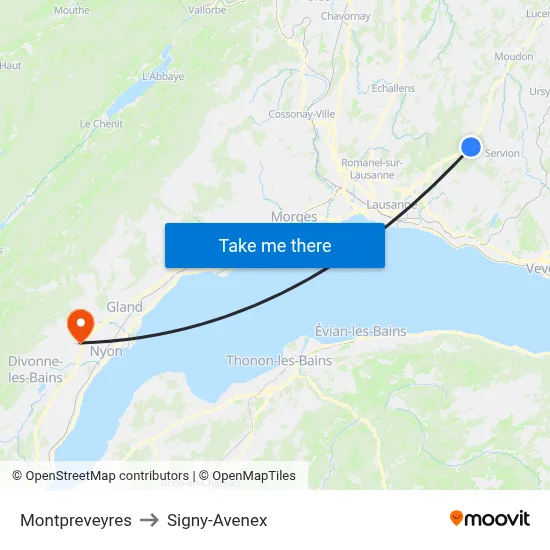 Montpreveyres to Signy-Avenex map
