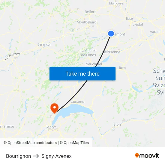 Bourrignon to Signy-Avenex map
