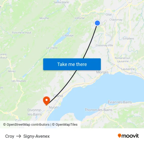 Croy to Signy-Avenex map