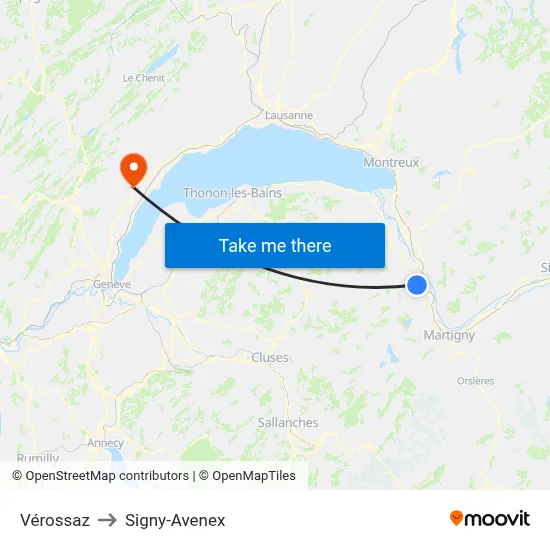 Vérossaz to Signy-Avenex map
