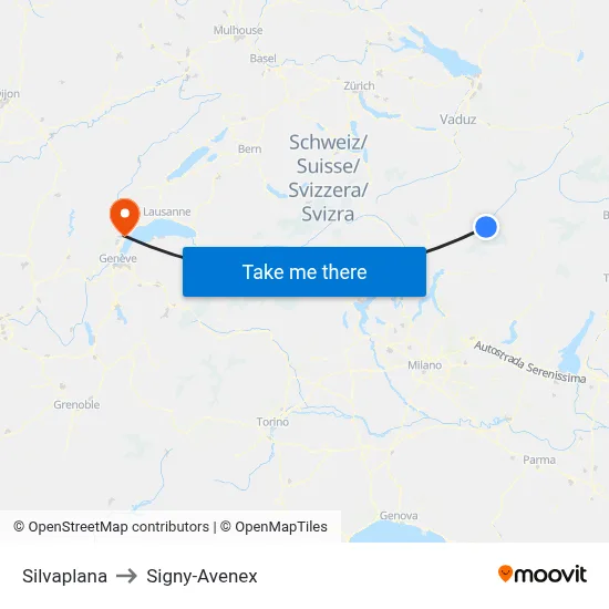 Silvaplana to Signy-Avenex map