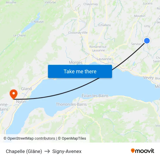 Chapelle (Glâne) to Signy-Avenex map
