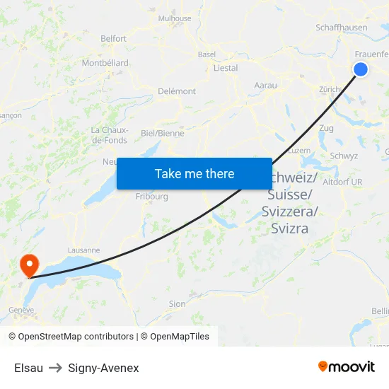 Elsau to Signy-Avenex map