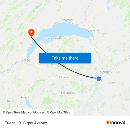 Trient to Signy-Avenex map