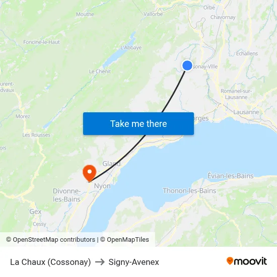 La Chaux (Cossonay) to Signy-Avenex map