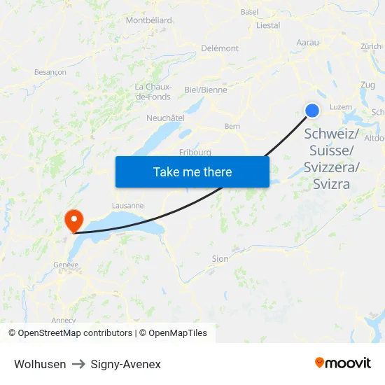 Wolhusen to Signy-Avenex map
