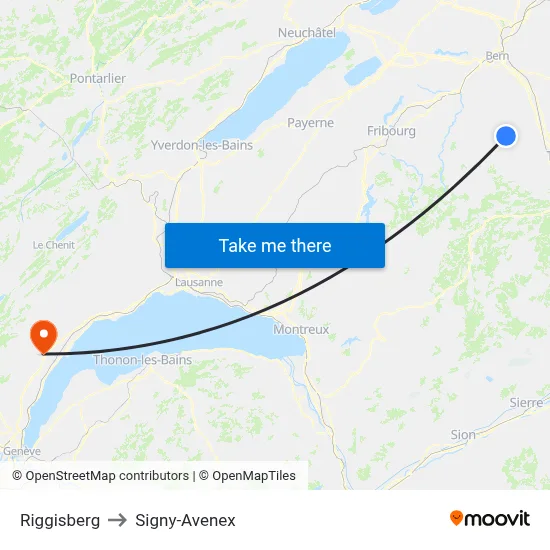 Riggisberg to Signy-Avenex map