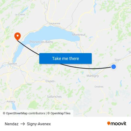 Nendaz to Signy-Avenex map