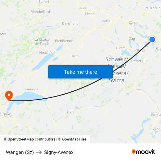 Wangen (Sz) to Signy-Avenex map