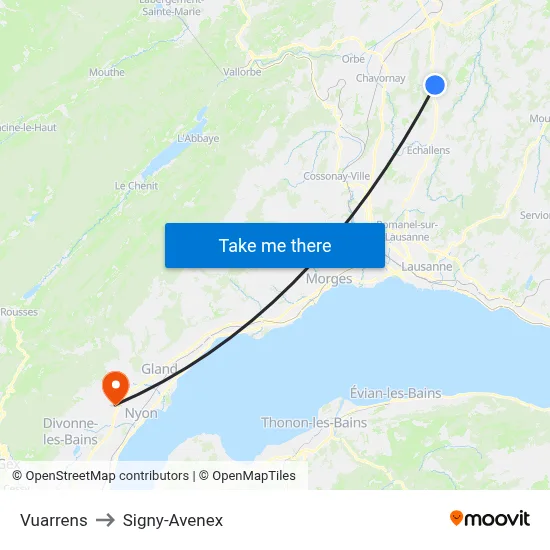 Vuarrens to Signy-Avenex map