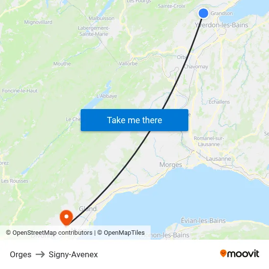 Orges to Signy-Avenex map
