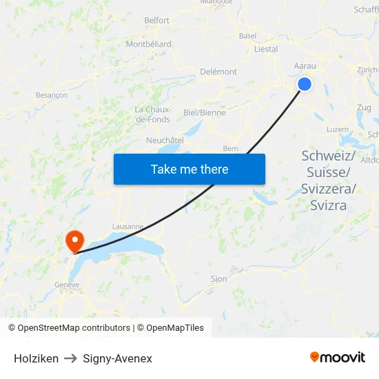 Holziken to Signy-Avenex map