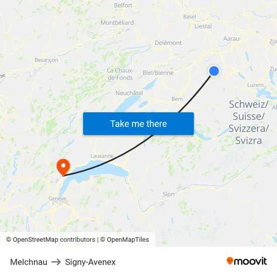 Melchnau to Signy-Avenex map